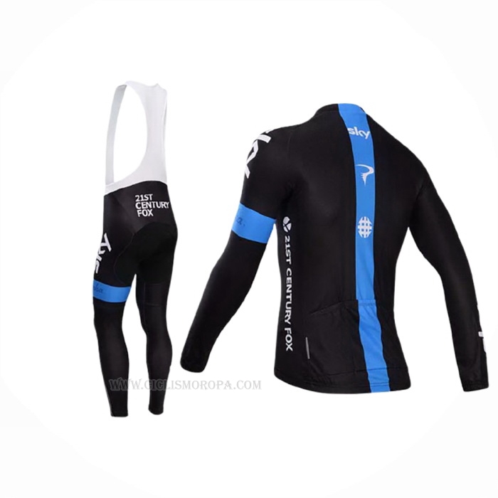 2014 Ropa Ciclismo Sky Negro Azur Mangas Largas y Culotte Lunga